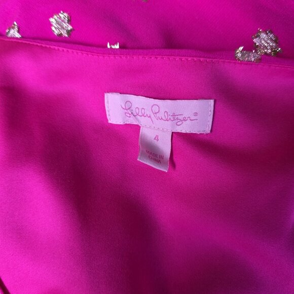 Lilly Pulitzer 29915 Caroline Tunic Dress Starry Chiffon Pinata Pink Size 4 - Picture 2 of 5